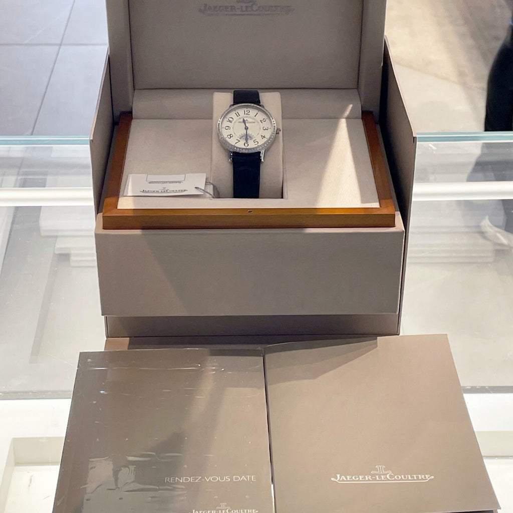 JAEGER-LeCOULTRE RENDEZ-VOUZ 34mm FACTORY DIAMONDS BLACK ALLIGATOR ref: Q3478422