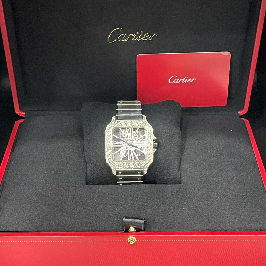 CARTIER SANTOS LARGE SKELETON ICED-OUT CASE ref: WHSA0015
