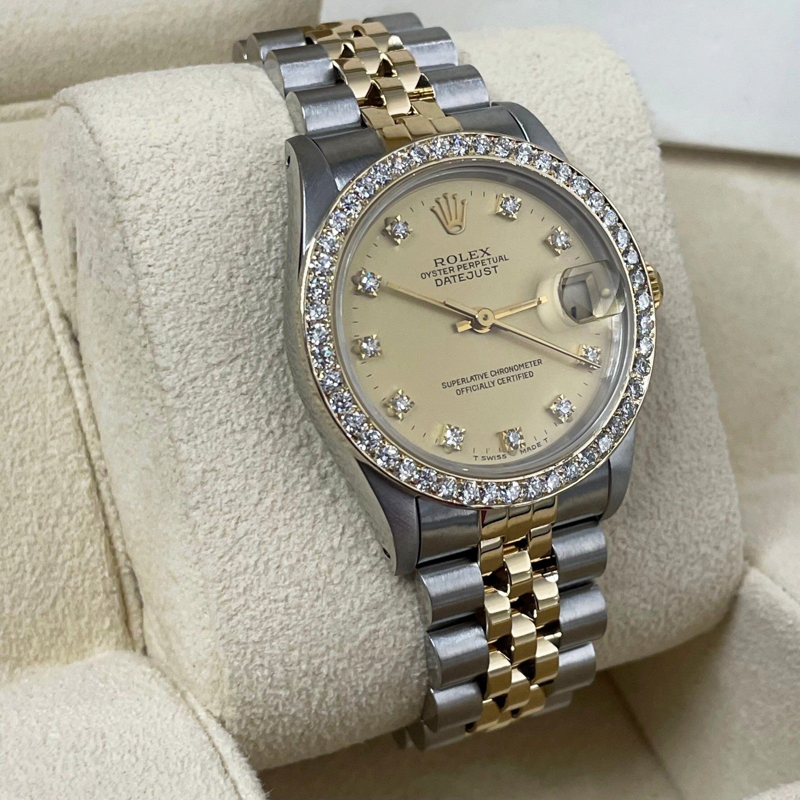 ROLEX DATEJUST 31mm GOLD DIAMOND DIAL TWO-TONE JUBILEE DIAMOND BEZEL ref: 68273