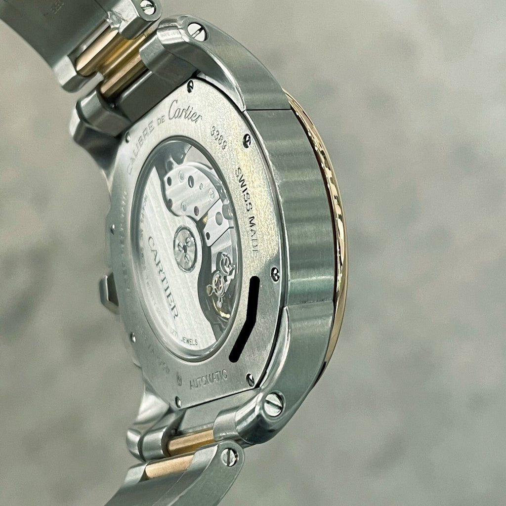 CARTIER CALIBRE 42mm ROSE GOLD STAINLESS DIAMOND BEZEL SILVER DIAL ref: W7100036