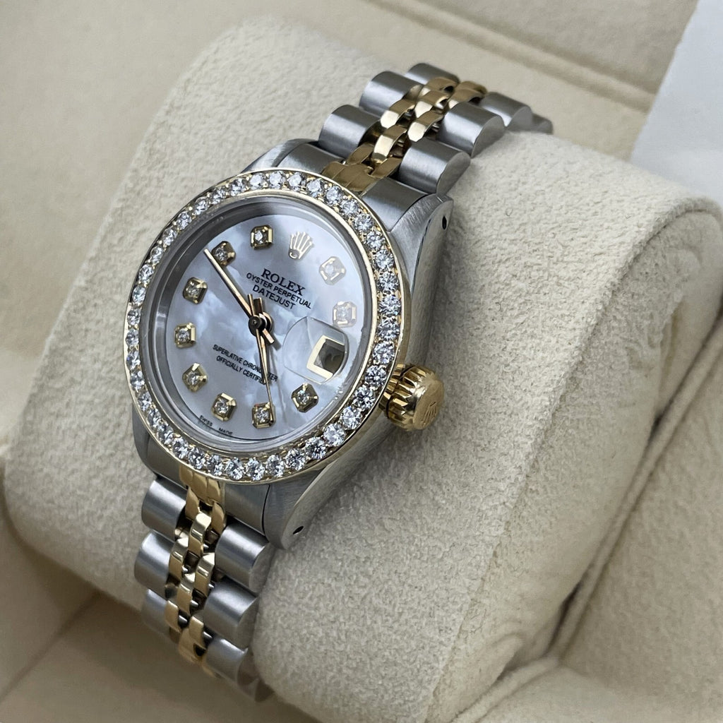 ROLEX LADY-DATEJUST 26mm MOTHER OF PEARL DIAL DIAMOND BEZEL JUBILEE ref: 69173