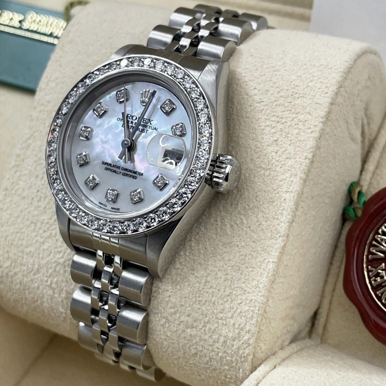 ROLEX LADY-DATEJUST 26mm MOTHER OF PEARL DIAL DIAMOND BEZEL JUBILEE ref: 69174