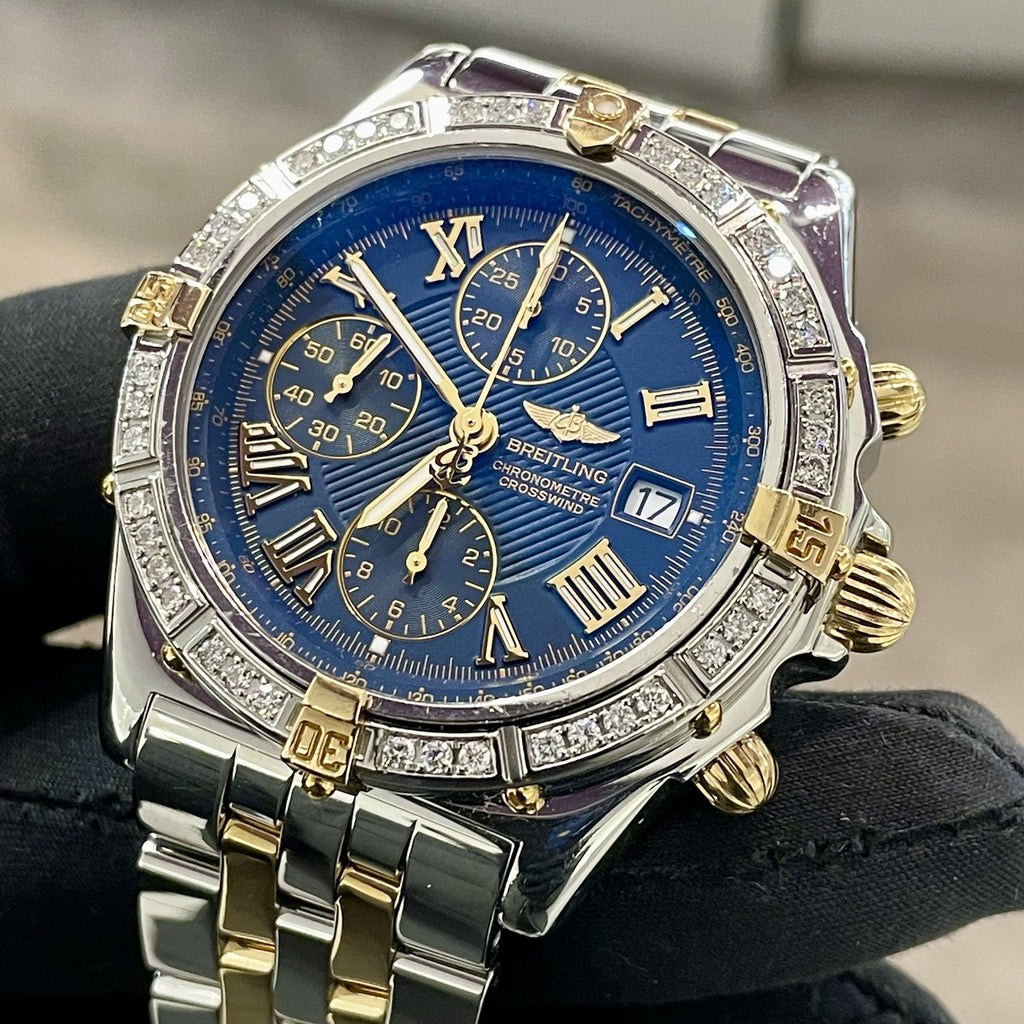 BREITLING CROOSWIND RACING CHRONO 43mm BLUE DIAL YELLOW GOLD STEEL Ref: B13355